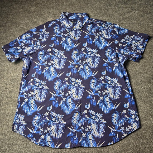 Polo Ralph Lauren Other - Polo Ralph Lauren Mens XL Blue Tropical Floral Monstera Cotton Button Down Shirt